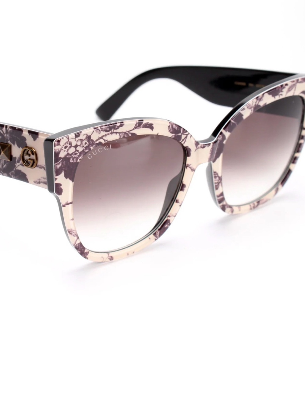 EUC Gucci Floral oversized Sunglasses - White & Purple Frame wGradient Lenses
